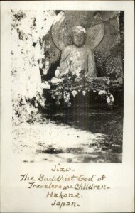 Hakone Japan JIZO Buddhist God Travelers Children Buddha Real Photo Postcard