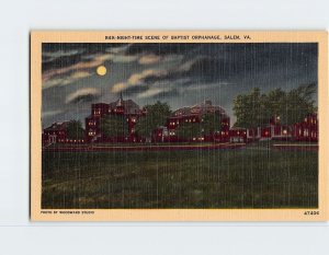 Postcard Night-Time Scene Of Baptist Orphanage, Salem, Virginia