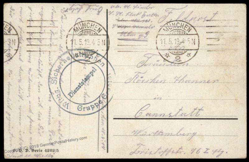 Germany 1919 Revolution Wuerttemberg Freikorps in Munich Feldpost 86994