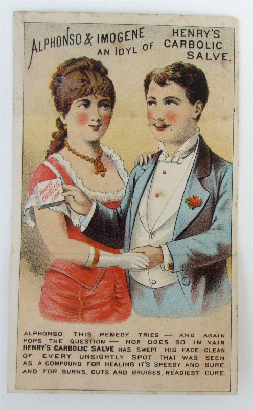 ANTIQUE MECHANICAL VICTORIAN TRADE CARD HENRY'S CARBOLIC SALVE