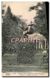 Postcard Old Statue Dog of Montargis Garden City Hotel