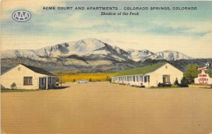 Colorado Springs Colorado 1952 Postcard Acme Courts & Apartments Motel