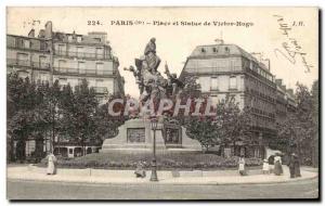 Paris - 18 - Place Victor Hugo and Statue Postcard Old