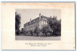 The Hamilton Hotel Building Car Street View Washington DC Antique Postcard