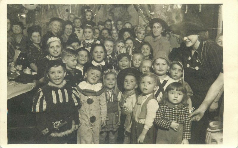 Social History Postcard dressed up children and teachers group photo