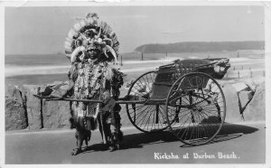 G58/ South Africa Foreign RPPC Postcard c1930s Ricksha Durban Beach