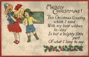 Christmas - Children - Girl w/ Doll Series CS698 c1915 Postcard