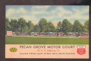 NEW BERN NORTH CAROLINA NC PECAN GROVE MOTOR COURT VINTAGE ADVERTISING POSTCARD