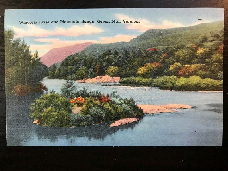Vintage Postcard 19301945 Winooski River and Mountain Ranges Green