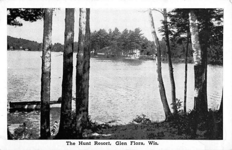 Glen Flora Wisconsin Hunt Resort Waterfront Antique Postcard K100380