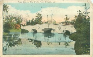 City Park New Orleans LA Arch Bridge WB Postmarked 1924