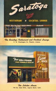 Linen Postcard Saratoga Restaurant Arizona & Lobster House, California~120875