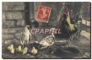 Postcard Old Rooster Hen Easter