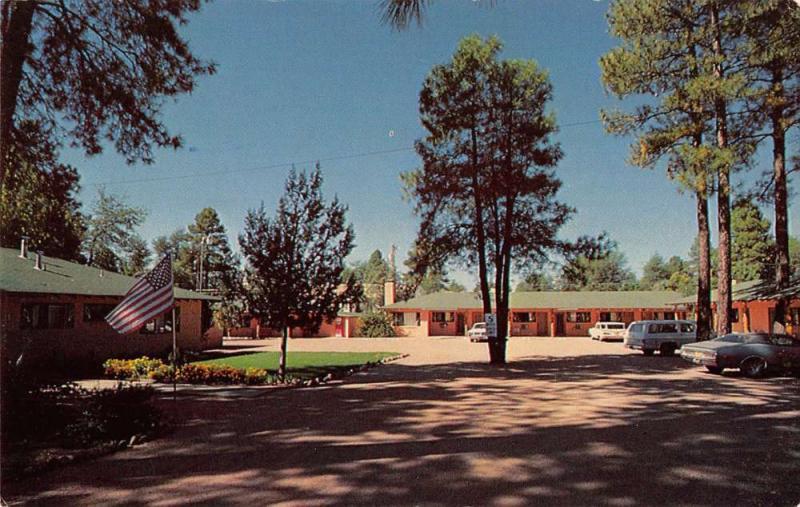 Payson Arizona birds eye view Diamond Dart Motel courtyard vintage pc Y14730