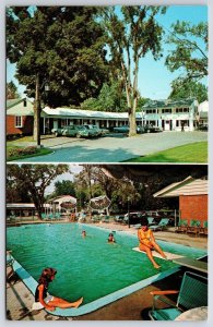 Colonial Motor Inn Shelburne St. Burlington Vermont Swimming Pool Rooms Postcard