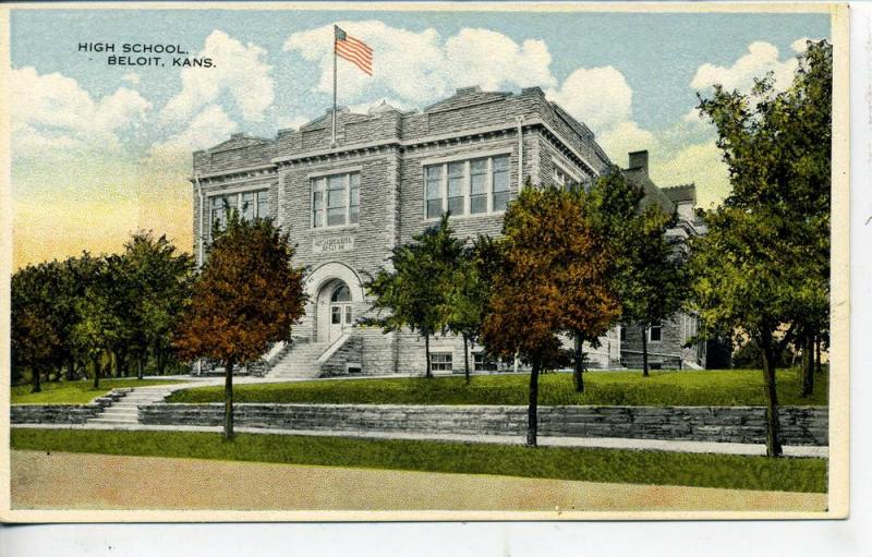 BELOIT KANSAS HIGH SCHOOL VINTAGE POSTCARD COMMERCIALCHROME