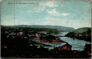 1921 EASTON PENNSYLVANIA FORKS OF THE DELAWARE RIVER TOWN POSTCARD 26-202