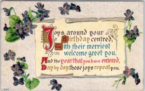 ARTS & CRAFTS Style BIRTHDAY  Greeting Postcard  1910 Embossed