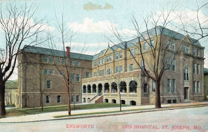 Postcard Ensworth College and hospital St Joseph Missouri