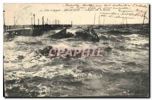 Old Postcard Cote d'Argent Arcachon Basin on the Storm