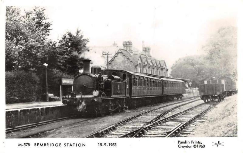 Bembridge Railway Station England Train Engine  Real Photo Postcard J75218