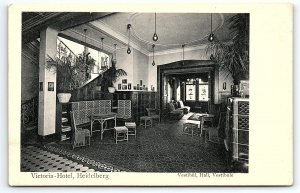 c1910 HEIDELBERG GERMANY VICTORIA HOTEL VESTIBULE ART DECO POSTCARD P2129