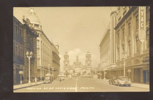 RPPC MEXICO CITY MEXICO DOWNTOWN STREET SCENE OLD CARS REAL PHOTO POSTCARD