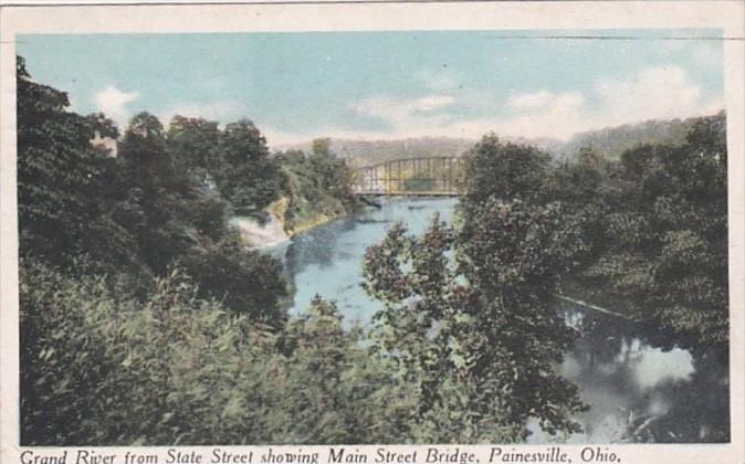 Ohio Painesville Grand River From State Street Showing Main Street Bridge 1919