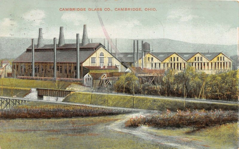 G85/ Cambridge Ohio Guernsey Co Postcard c1910 Glass Works Factory 19