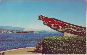 Dragon's Head Stanley Park Vancouver BC Man Sitting Vintage Postcard D32