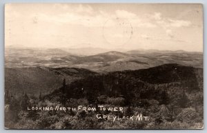 RPPC~Massachusetts~Looking North From Greylock Mt~PM 1929~Real Photo Postcard