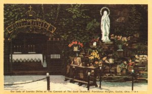 Vintage Postcard Our Lady Of Lourdes Shrine Convent Statue Alter Good Shepherd