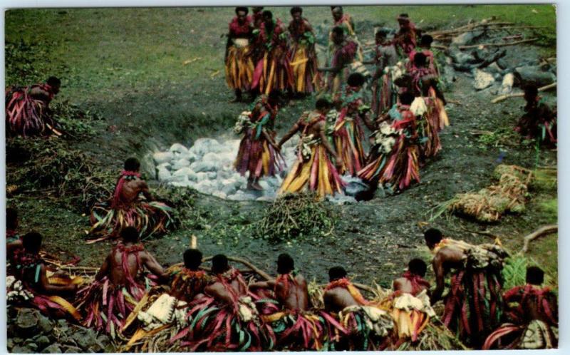 FIJI, SOUTH PACIFIC   Men from Island of Beqa   FIJIAN FIREWALKING  Postcard