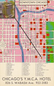 Chicago's Y M C A Hotel Map Of Downtown Chicago