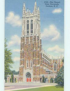 Unused Linen CHAPEL AT DUKE UNIVERSITY Durham North Carolina NC L4419@