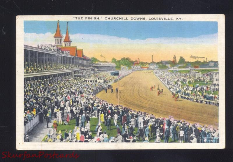 LOUISVILLE KENTUCKY DERBY CHURCHILL DOWNS HORSE RACING RACE POSTCARD 1920's