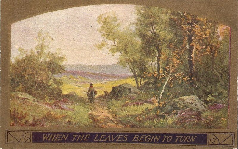 Landscape. When the leaves begoin to turn  Old vintage Americanartist drawn