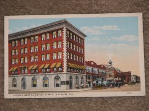 Looking West on Locust St., Centralia, Ill., unused Vintage card