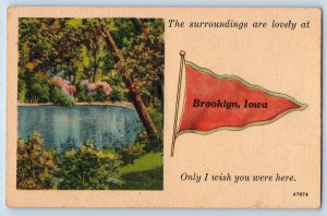 Brooklyn Iowa IA Postcard The Surroundings Are Lovely Only I Wish c1940s Vintage