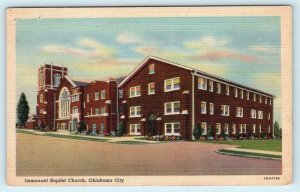 OKLAHOMA CITY, OK ~ IMMANUEL BAPTIST CHURCH ca 1940s Linen  Postcard