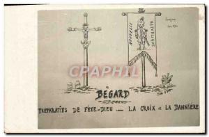 Old Postcard Political Satirical Begard Preparations Fete God The cross and t...