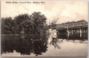 1907 Middle Bridge Concord River Billerica Massachusetts MA Posted Postcard