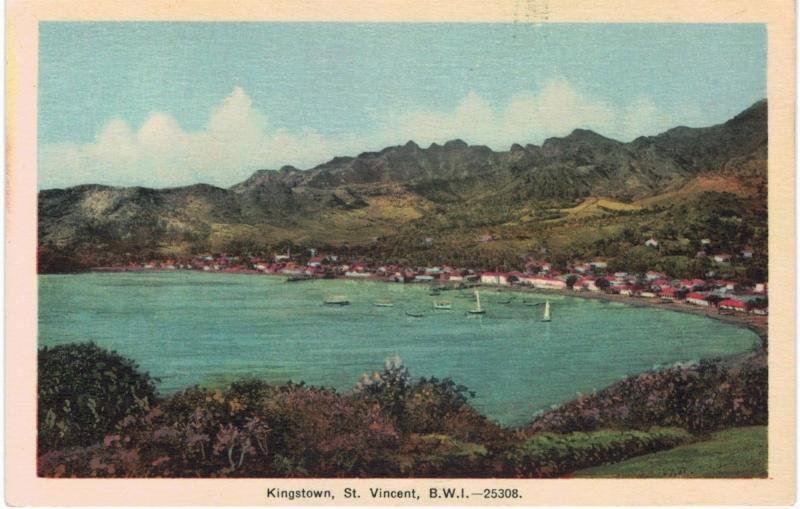 Kingstown Bird's Eye View St Vincent British West Indies 1930 Unused BWI