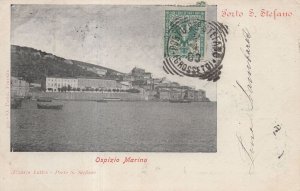 Ospizio Marina St Stefano Italy Antique Ship River 1903 Postcard