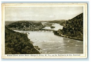 1910 Baltimore and Ohio Railroad, Harpers Ferry West Virginia WV Postcard 