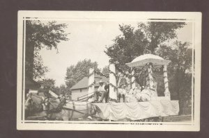 RPPC ROSELAND ILLINOIS HORSE DRAWN FLOAT PARADE 4th REAL PHOTO POSTCARD