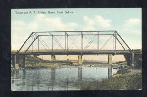 HURON SOUTH DAKOTA WAGON RAILROAD BRIDGE SD VINTAGE POSTCARD 1912