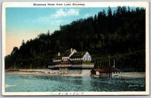 Postcard Sicamous British Columbia c1920 View of Hotel from Lake Shuswap