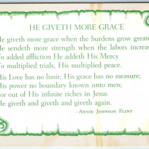 1970s He Giveth More Grace Christian Bible Quote Card Annie Johnson Flint A263