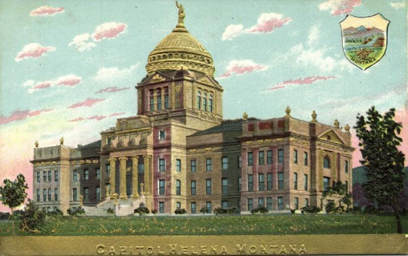 Helena, Montana, Capitol, Coat of Arms (1910s) Gold Embossed